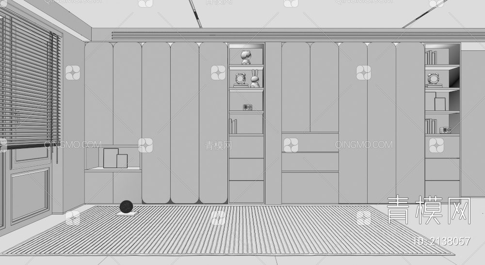 侧边柜 衣柜 卧室衣柜 极简风柜子 整体柜3D模型下载【ID:2138057】