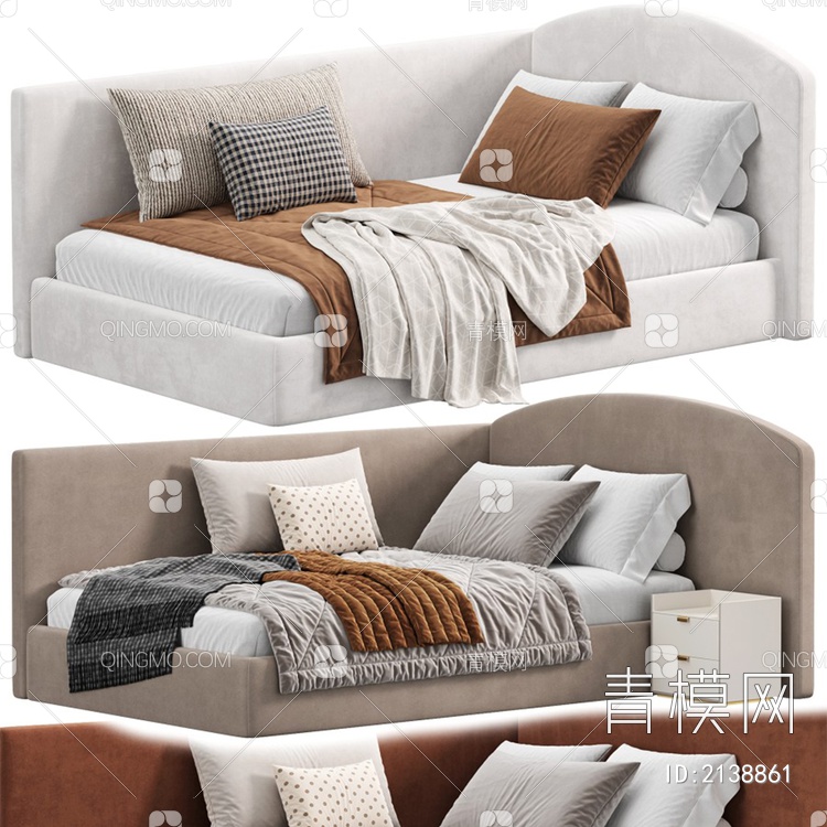 儿童房单人沙发床3D模型下载【ID:2138861】