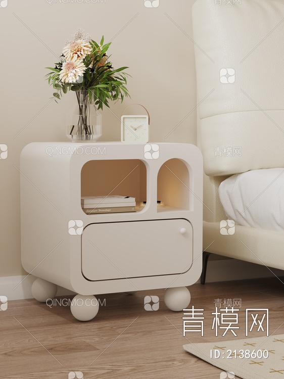 床头柜 饰品摆件3D模型下载【ID:2138600】