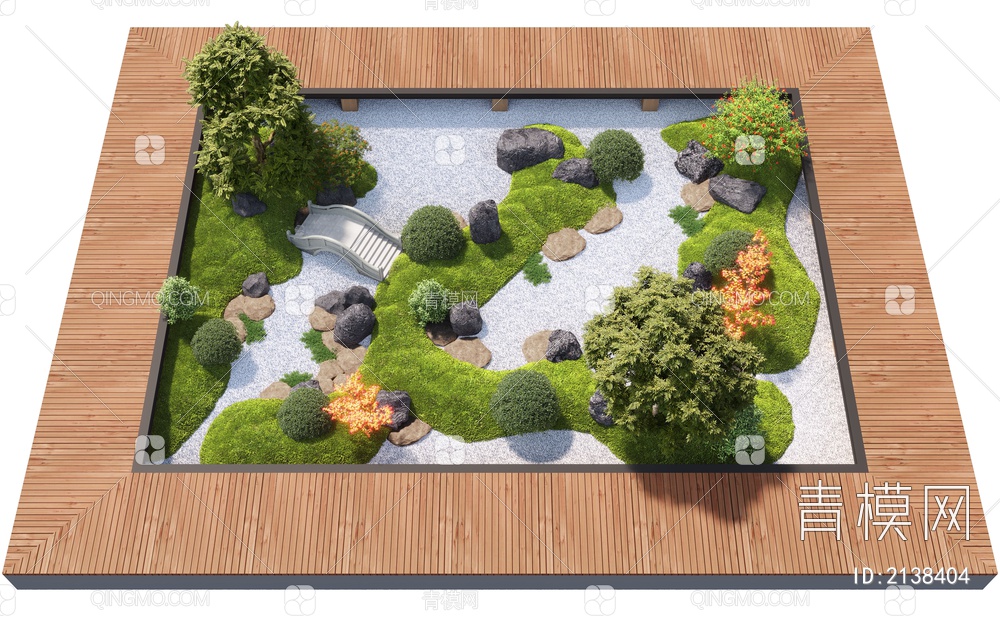枯山水园艺景观3D模型下载【ID:2138404】