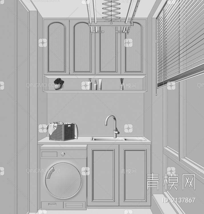 洗衣机柜 阳台柜3D模型下载【ID:2137867】