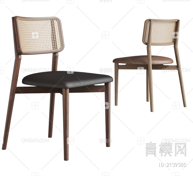 藤编餐椅  单椅3D模型下载【ID:2139385】