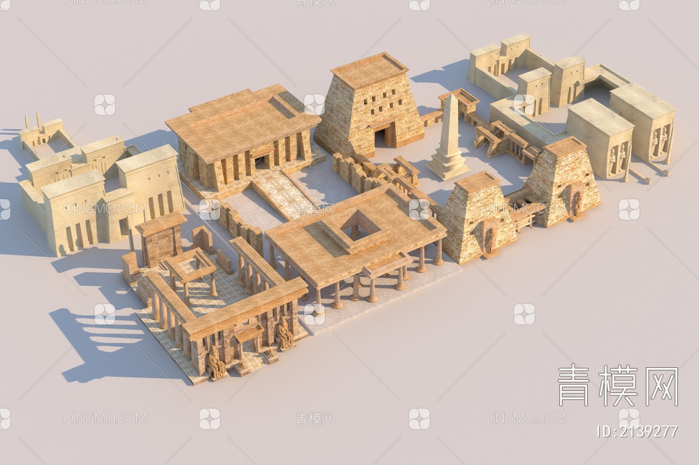 埃及古神庙古建筑风景名胜3D模型下载【ID:2139277】