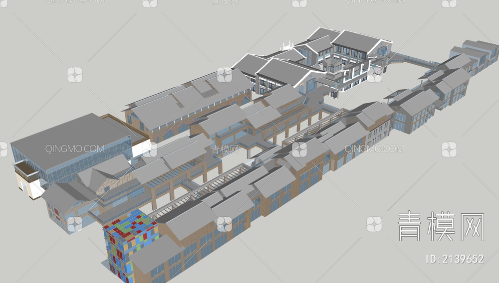 商业街SU模型下载【ID:2139652】