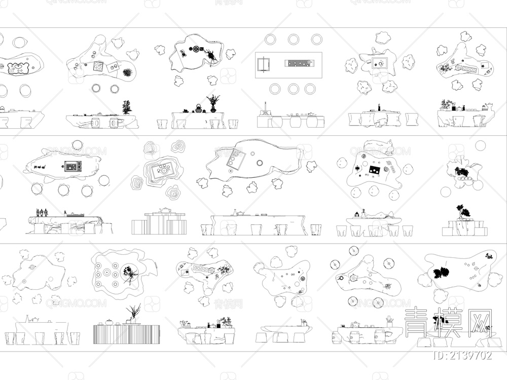 2024年最新超全根雕茶桌椅茶台CAD图库【ID:2139702】