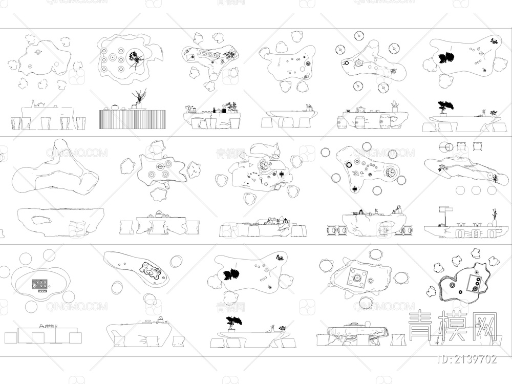 2024年最新超全根雕茶桌椅茶台CAD图库【ID:2139702】