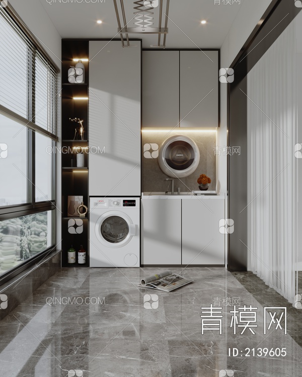 阳台 洗衣机柜3D模型下载【ID:2139605】