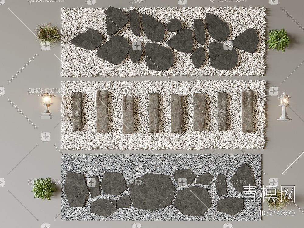石头台阶 青石板青砖台阶 石头汀步 石板踏步 庭院铺路3D模型下载【ID:2140570】