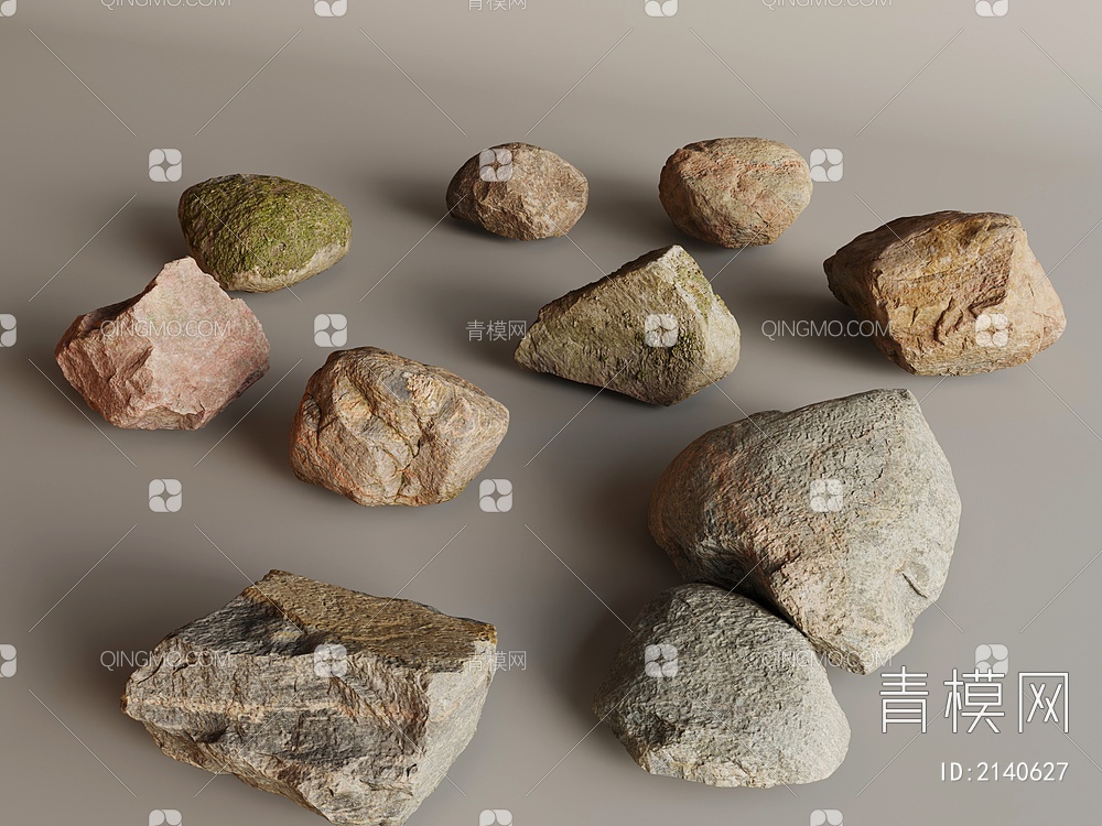 庭院景观石 异形石块 石头 铺地石头3D模型下载【ID:2140627】
