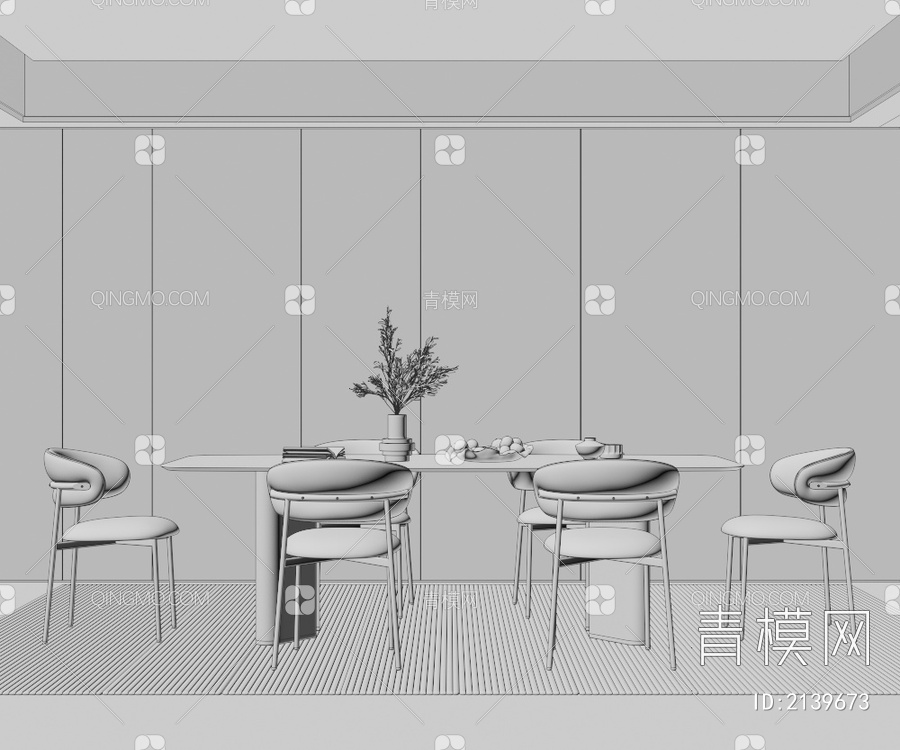 餐桌椅3D模型下载【ID:2139673】