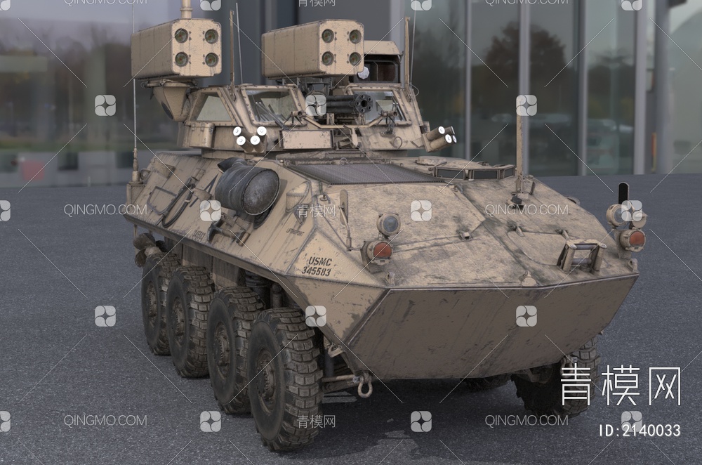 美国海军陆战队LAV-AD机动防空系统装甲车3D模型下载【ID:2140033】