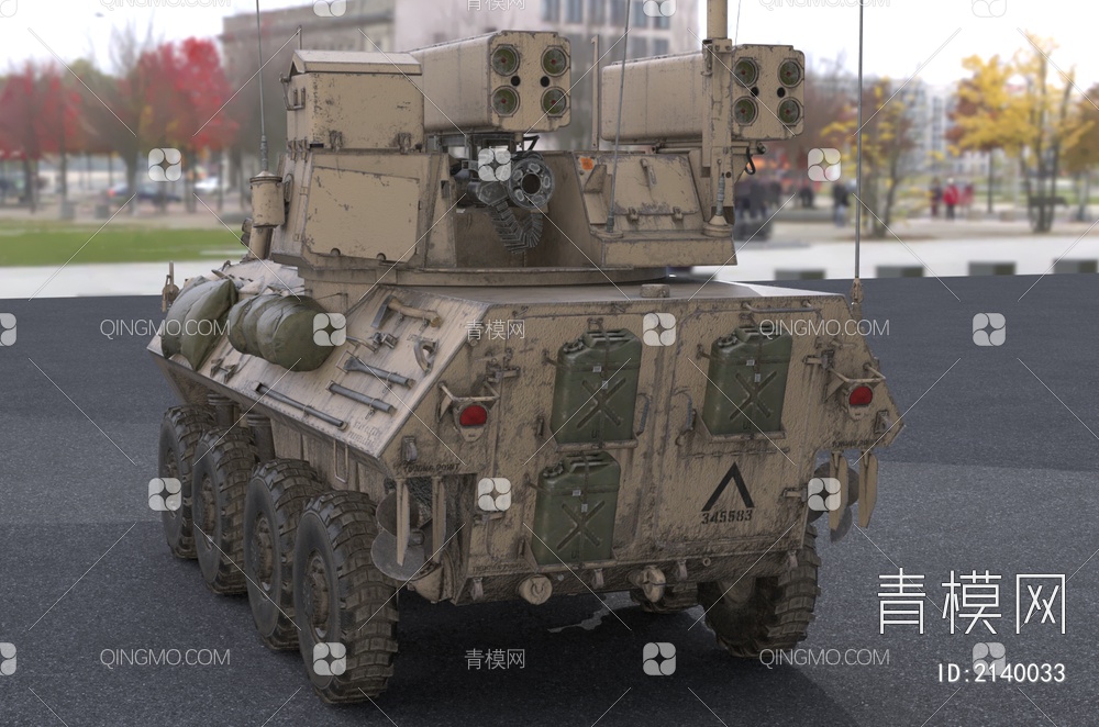 美国海军陆战队LAV-AD机动防空系统装甲车3D模型下载【ID:2140033】