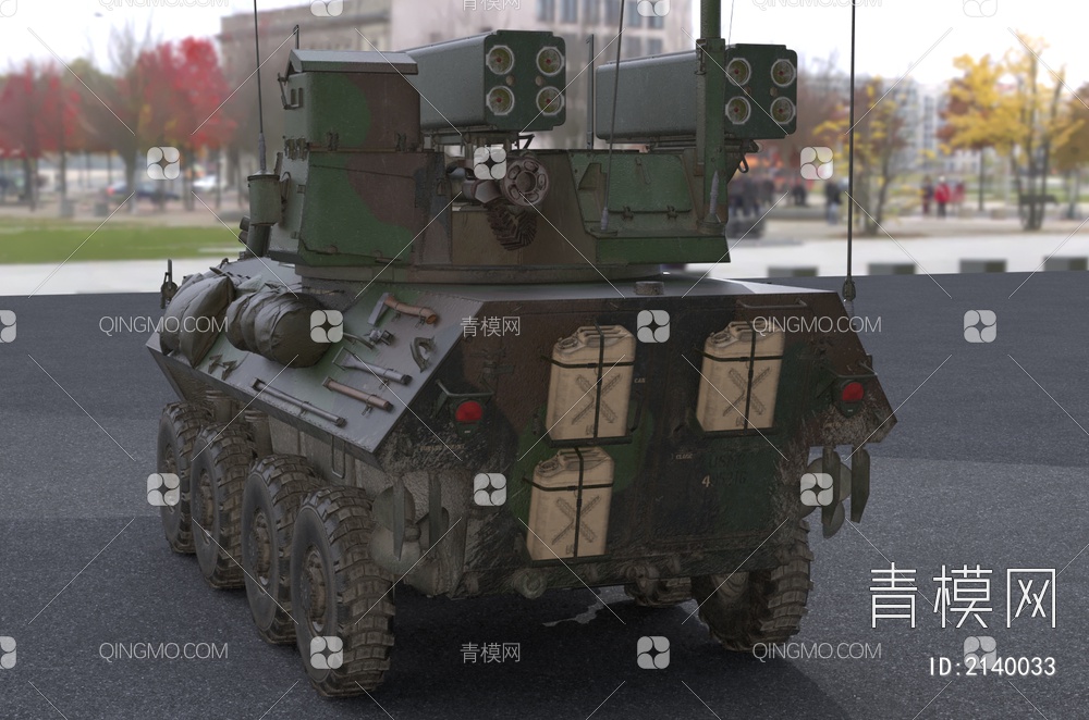 美国海军陆战队LAV-AD机动防空系统装甲车3D模型下载【ID:2140033】