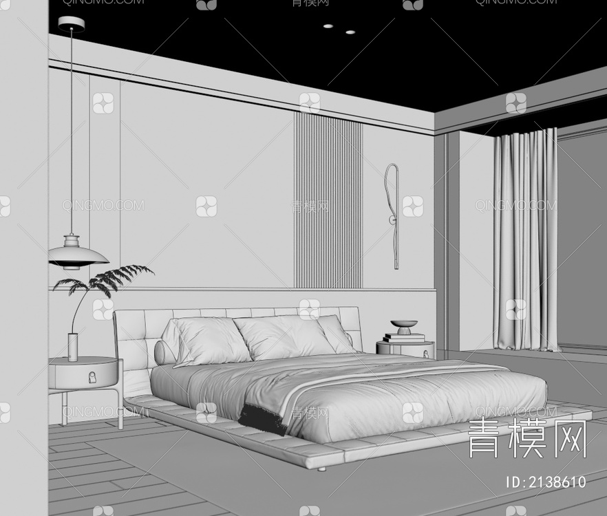 Minotti卧室3D模型下载【ID:2138610】