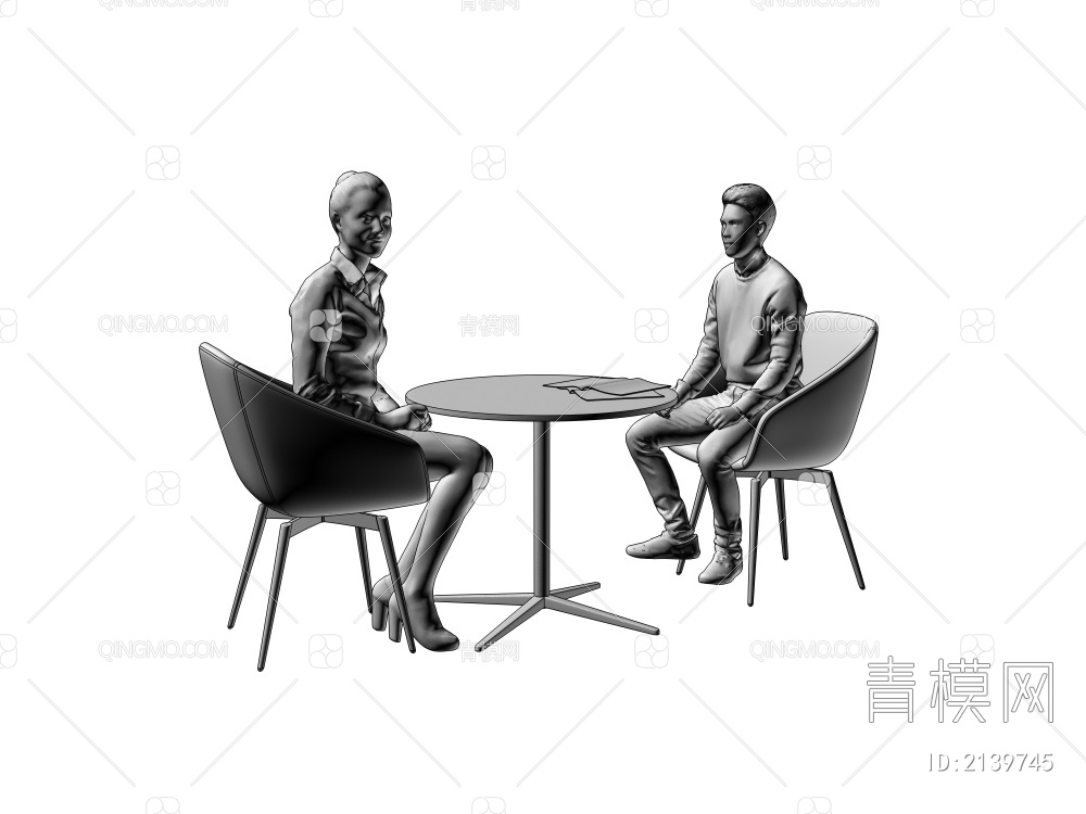 人  洽谈桌椅组合  人物3D模型下载【ID:2139745】