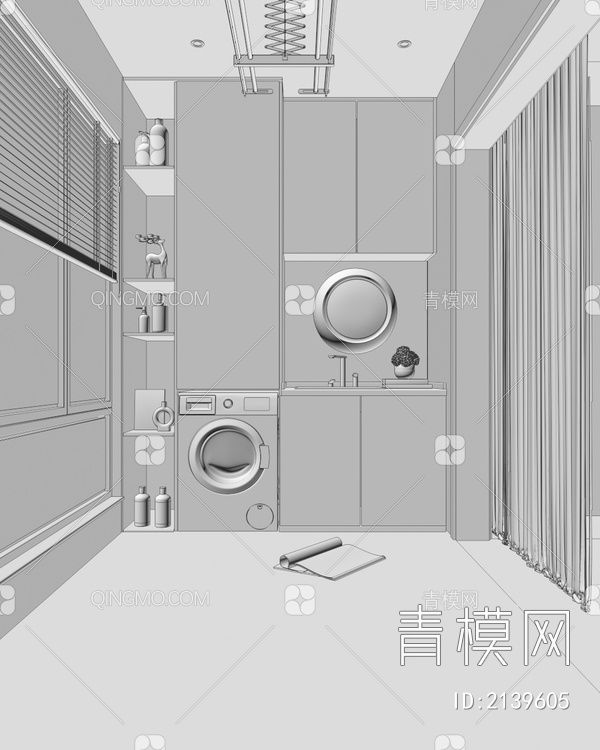 阳台 洗衣机柜3D模型下载【ID:2139605】