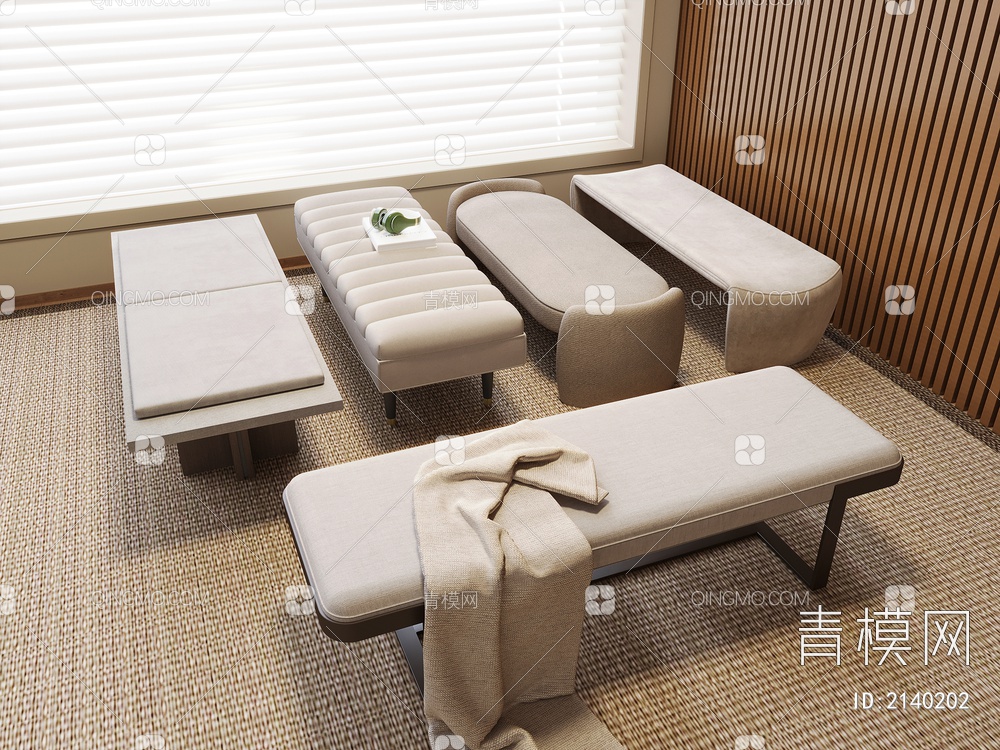 床尾凳 沙发凳3D模型下载【ID:2140202】