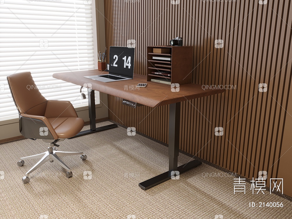 书桌椅组合 台式电脑3D模型下载【ID:2140056】
