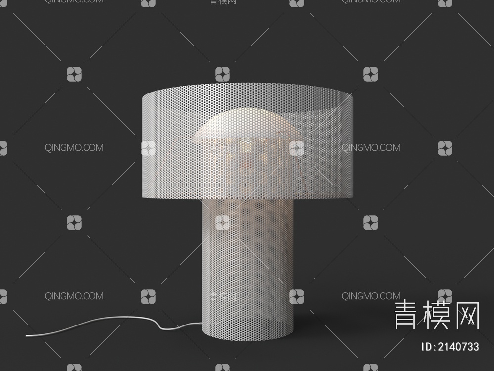 白色打孔蘑菇台灯3D模型下载【ID:2140733】