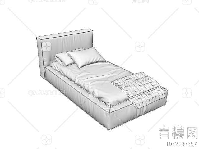 儿童房单人床（无贴图）3D模型下载【ID:2138857】
