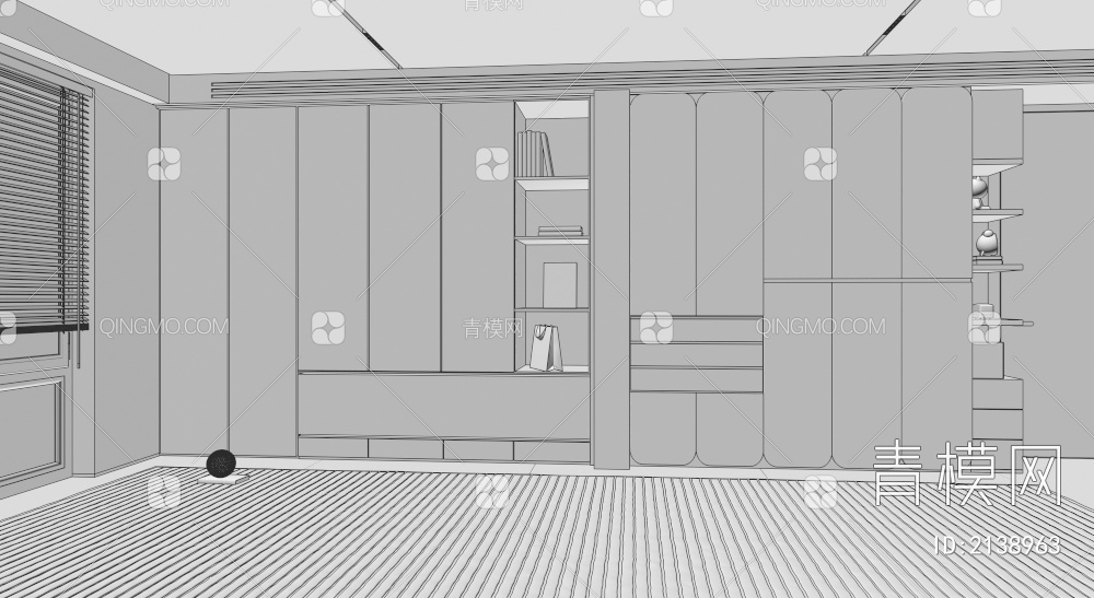 侧边柜 衣柜 卧室衣柜 极简风柜子 整体柜 奶油风床头柜3D模型下载【ID:2138963】