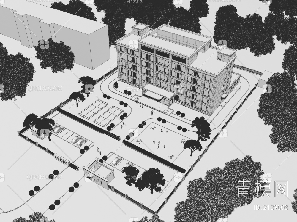 养老院公寓办公楼3D模型下载【ID:2139003】