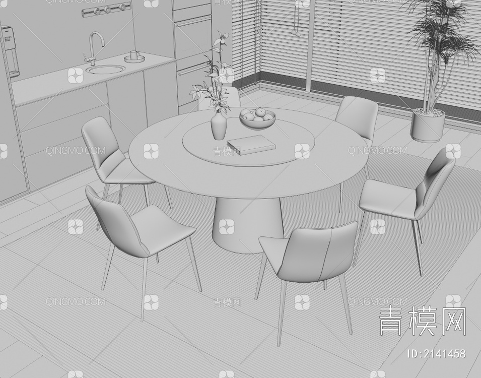 餐桌椅3D模型下载【ID:2141458】
