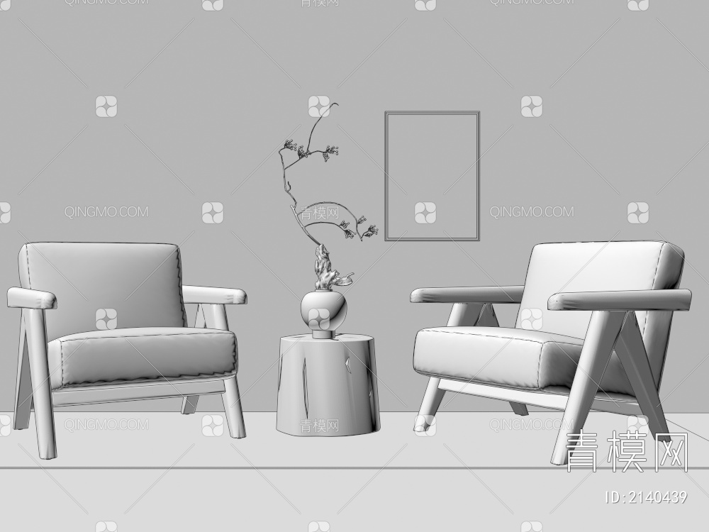 沙发椅 休闲椅 靠背椅 实木单人沙发 扶手沙发椅3D模型下载【ID:2140439】
