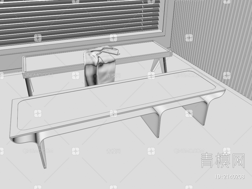 床尾凳 沙发凳 中古风藤编床尾凳3D模型下载【ID:2140208】