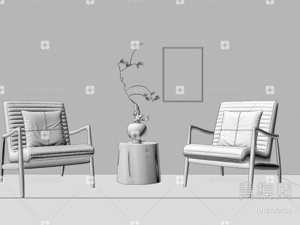 沙发椅 休闲椅 靠背椅 实木单人沙发 扶手沙发椅3D模型下载【ID:2140438】