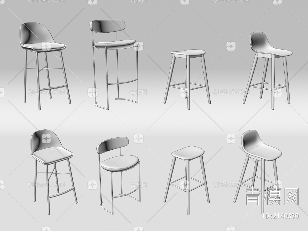 吧椅组合 吧椅吧凳3D模型下载【ID:2140330】