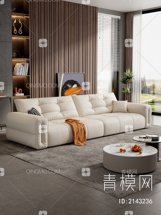 双人沙发 沙发茶几组合 饰品摆件3D模型下载【ID:2143236】