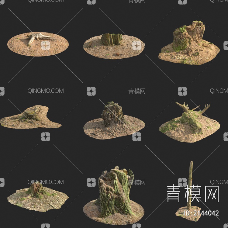 枯树 树干 树枝木头桩3D模型下载【ID:2144042】