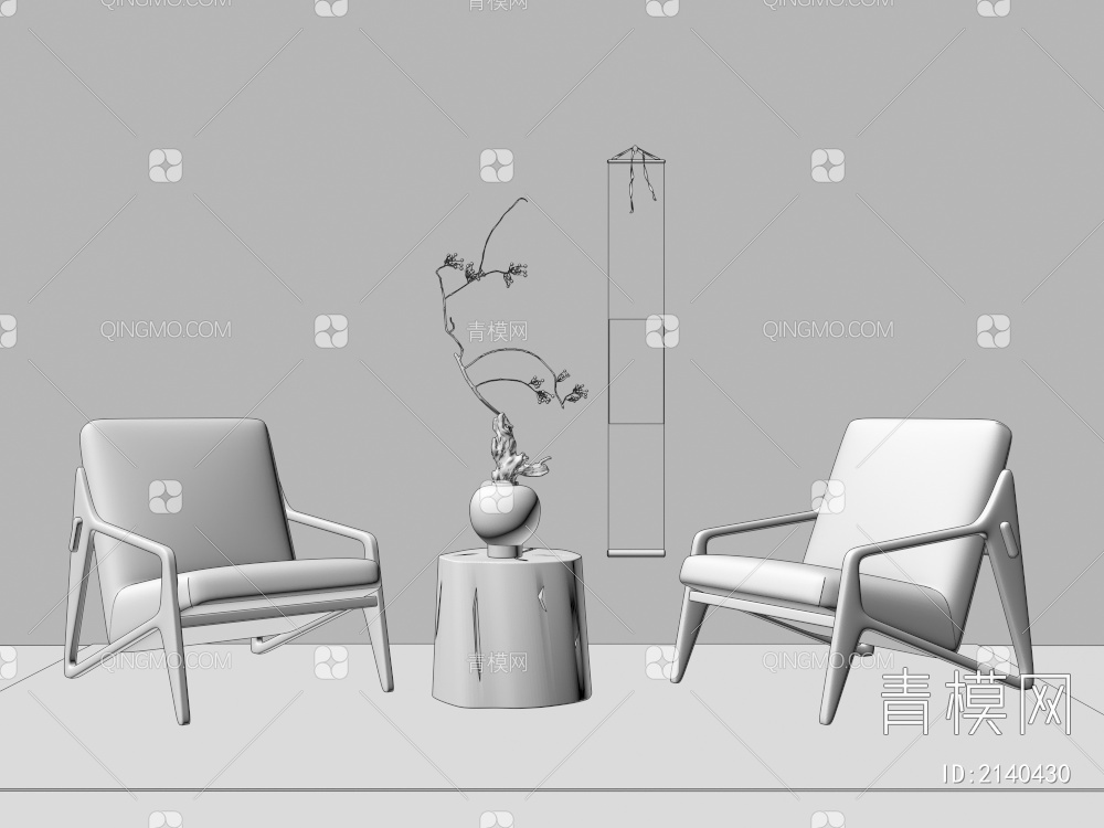 沙发椅 休闲椅 靠背椅 实木单人沙发 扶手椅3D模型下载【ID:2140430】