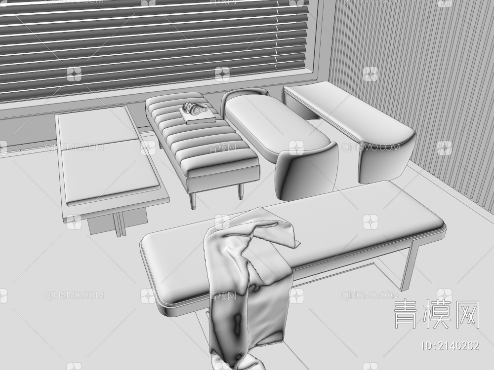 床尾凳 沙发凳3D模型下载【ID:2140202】
