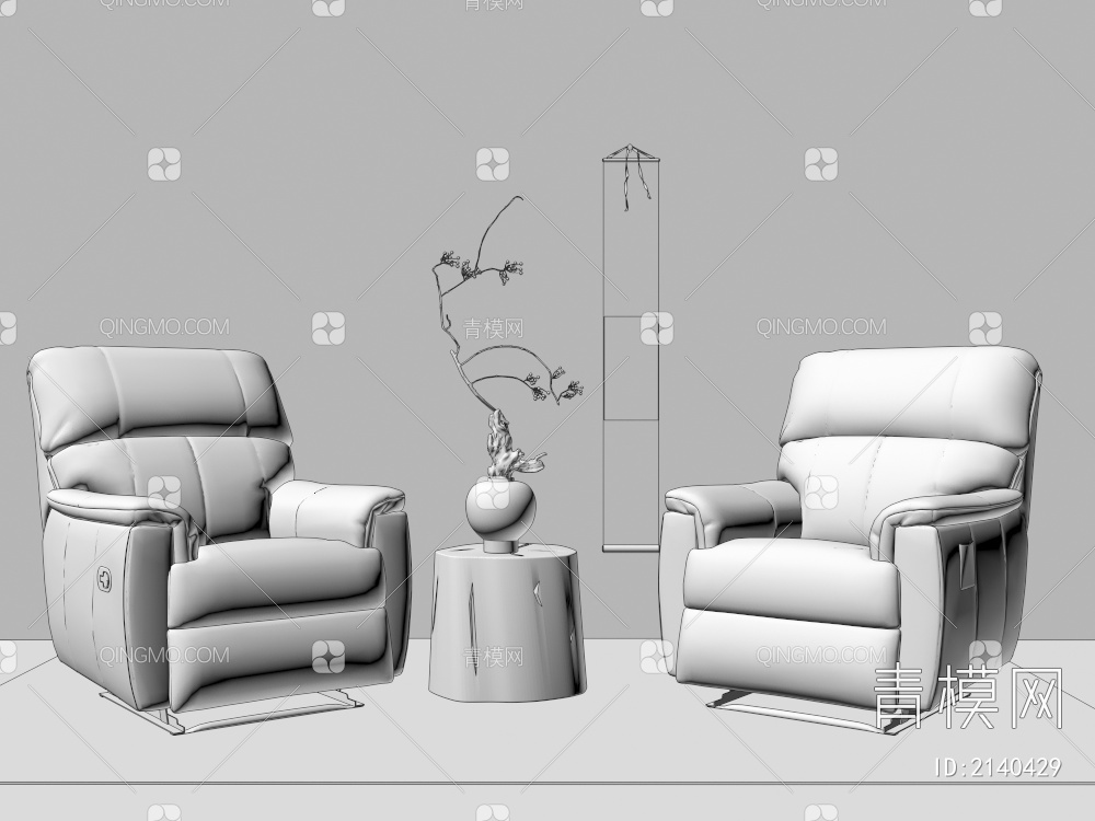 中古风休闲沙发 懒人沙发椅 休闲椅 皮质沙发3D模型下载【ID:2140429】