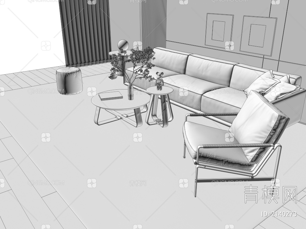沙发 多人沙发   圆几茶几 单人沙发3D模型下载【ID:2140273】