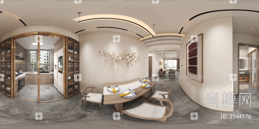 客餐厅和厨房3D模型下载【ID:2144176】