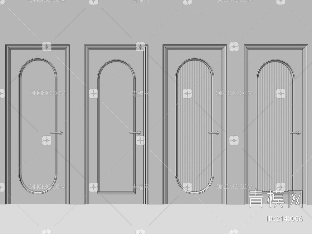 单开门 平开门 玻璃单开门3D模型下载【ID:2140006】