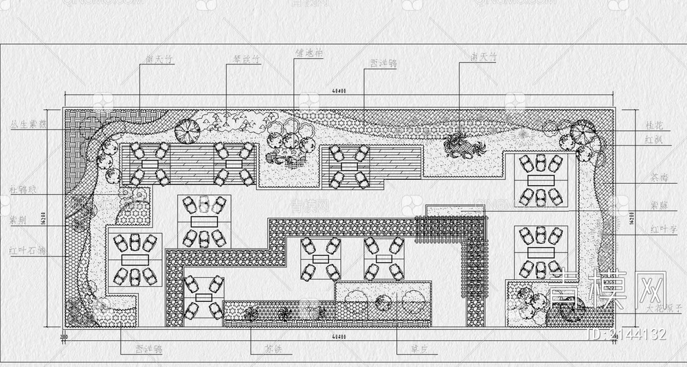 露营风餐饮空间清吧户外花园餐厅平面布置图布局【ID:2144132】