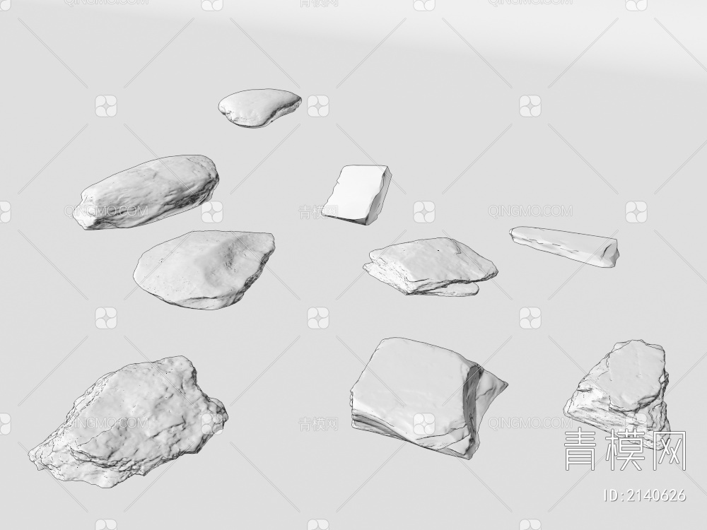 庭院景观石 异形石块 石头 铺地石头3D模型下载【ID:2140626】