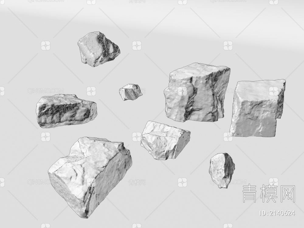 庭院景观石 异形石块 石头 铺地石头3D模型下载【ID:2140624】