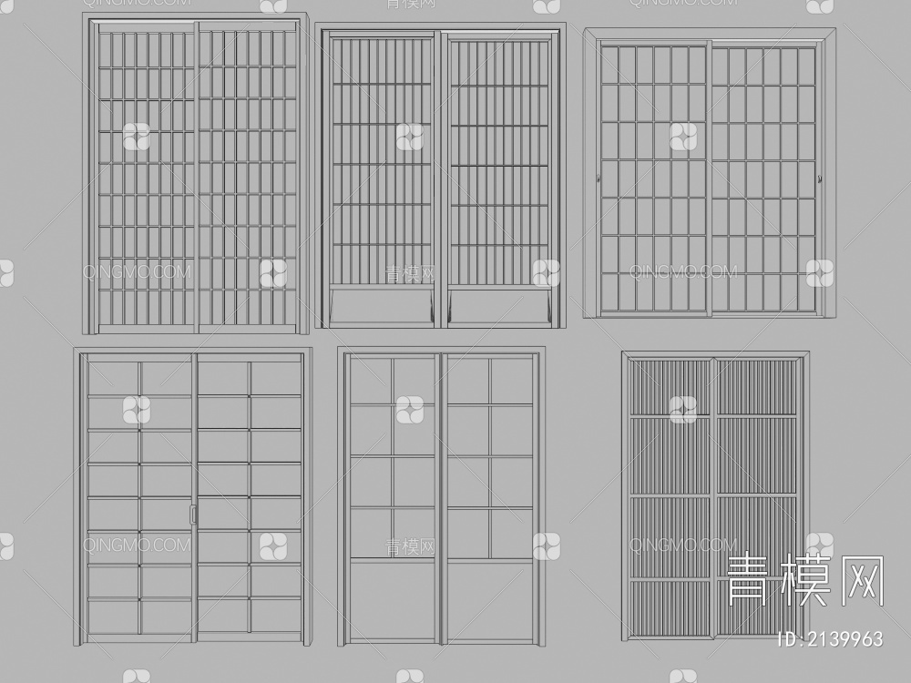 推拉门 推拉门组合3D模型下载【ID:2139963】