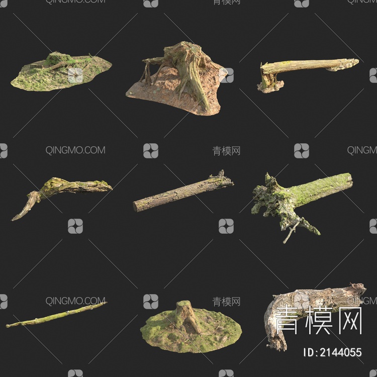 枯树 树干 树枝木头桩3D模型下载【ID:2144055】