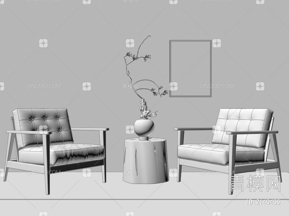 沙发椅 休闲椅 靠背椅 实木单人沙发 扶手沙发椅3D模型下载【ID:2140455】