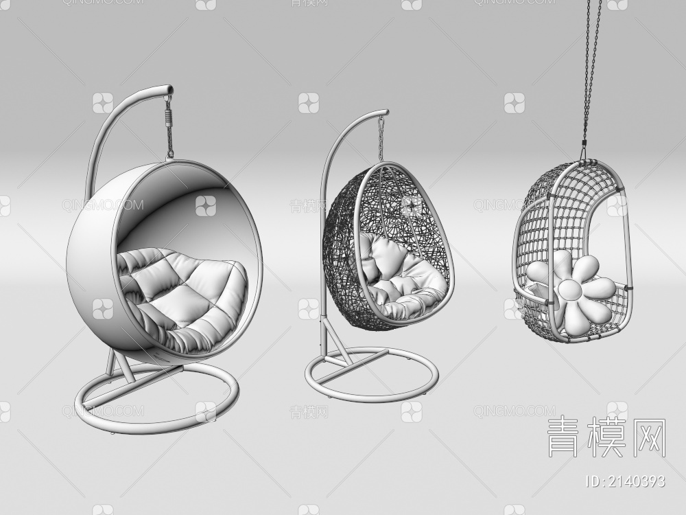 吊椅吊篮 藤椅秋千 懒人网红鸟巢椅3D模型下载【ID:2140393】