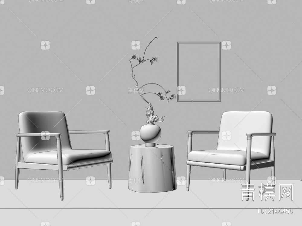 沙发椅 休闲椅 靠背椅 实木单人沙发 扶手沙发椅3D模型下载【ID:2140450】