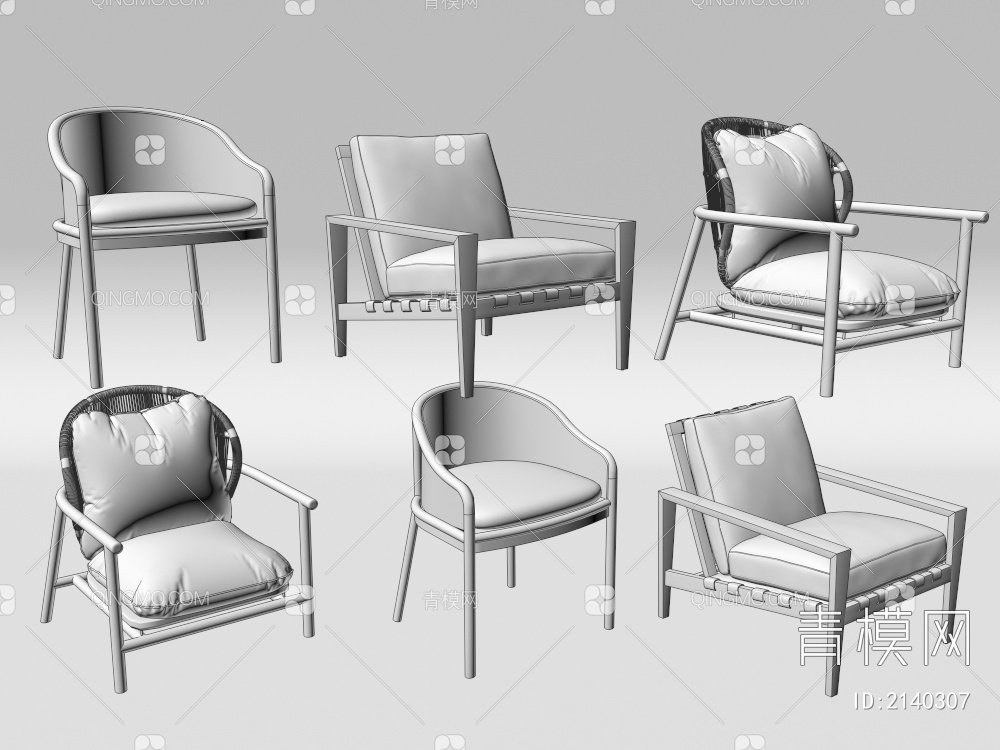 单椅 椅子 扶手椅  藤编椅3D模型下载【ID:2140307】