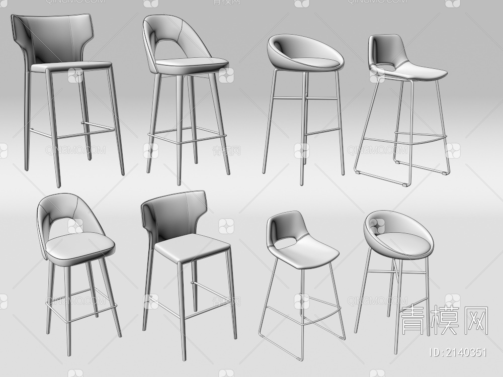 吧椅组合 吧椅吧凳3D模型下载【ID:2140351】