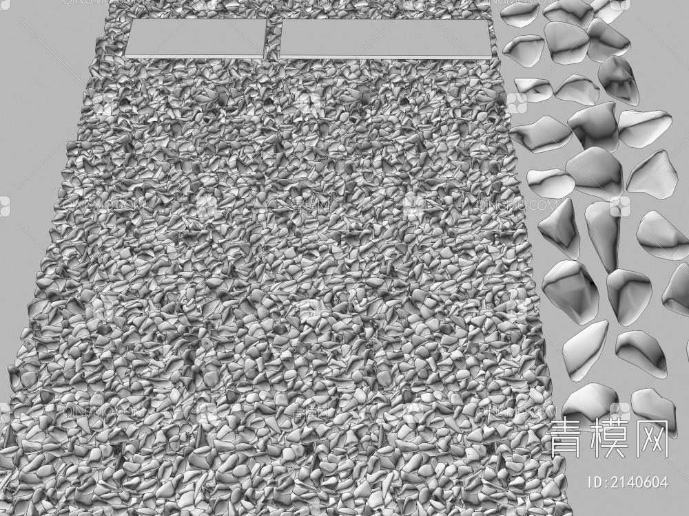 园林景观鹅卵石 雨花石 碎石 小石子铺地3D模型下载【ID:2140604】